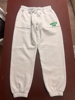 White Fox Boutique Light Gray Joggers with Green Logo